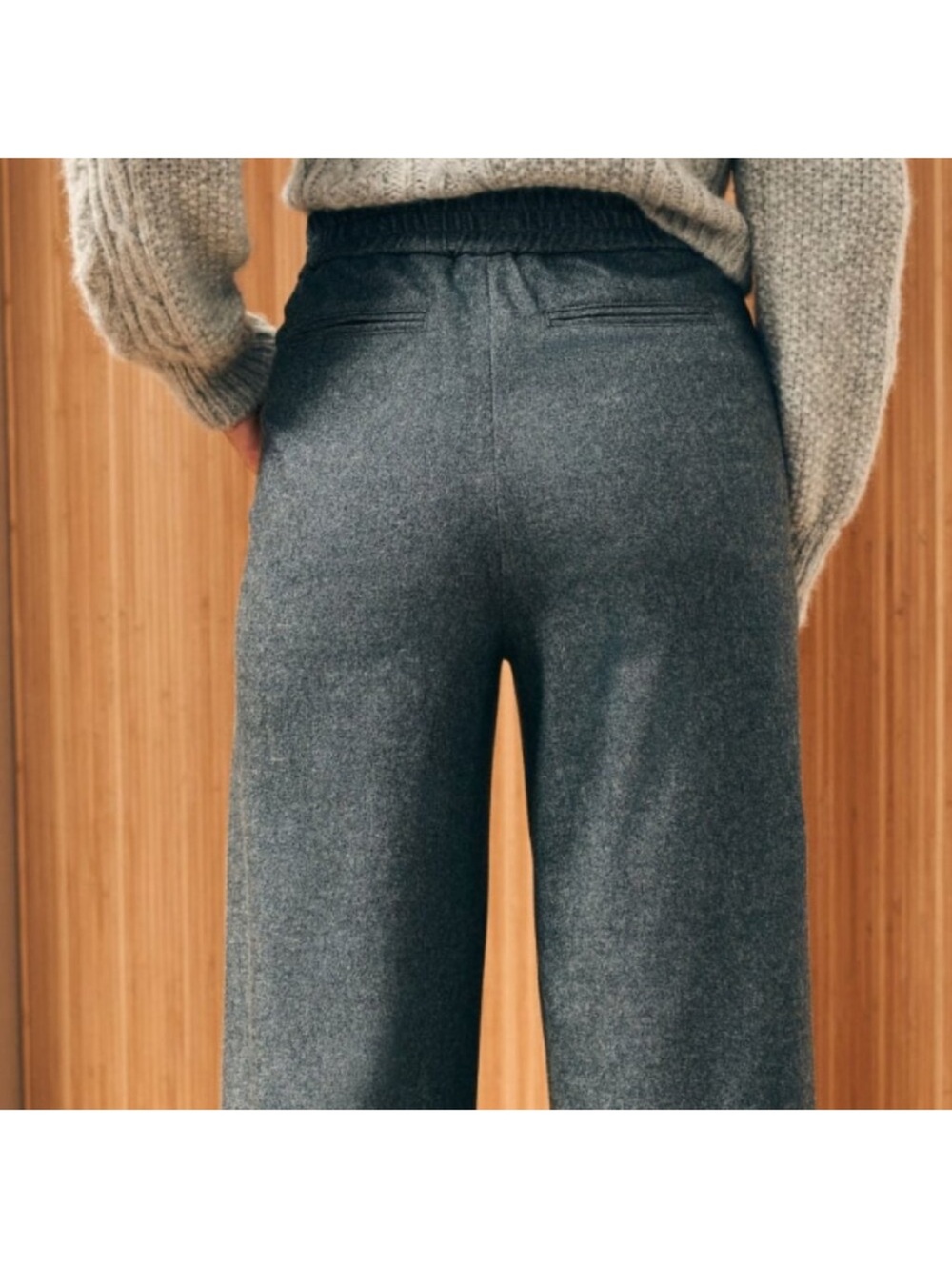 Faherty Dream Flannel Trousers Charcoal Gray Wide Leg Pants Sz 4 - Picture 4 of 10